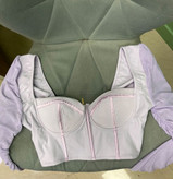 کراپ زنانه آستین بلند مدل بستییر (Bustier) کورستی با یقه قلبی وارداتی