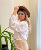 شومیز زنانه مدل آستین بلند سفید دکمهدار
