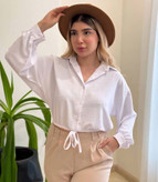 شومیز زنانه مدل آستین بلند سفید دکمهدار