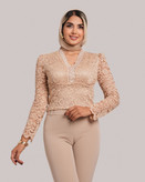 شومیز زنانه مدل یقه هفت گیپور آستر دار