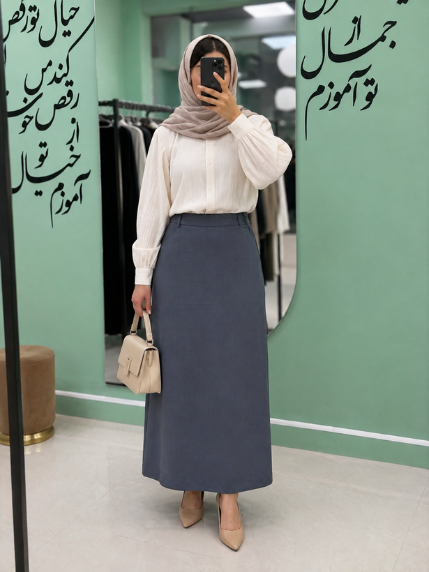 دامن راسته کرپ وارداتی چاکدار